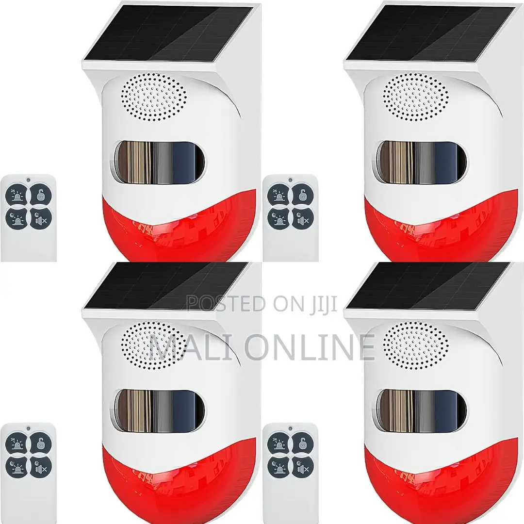 Solar Motion Sensor Alarm Siren 120dB Outdoor Security Strobe Light