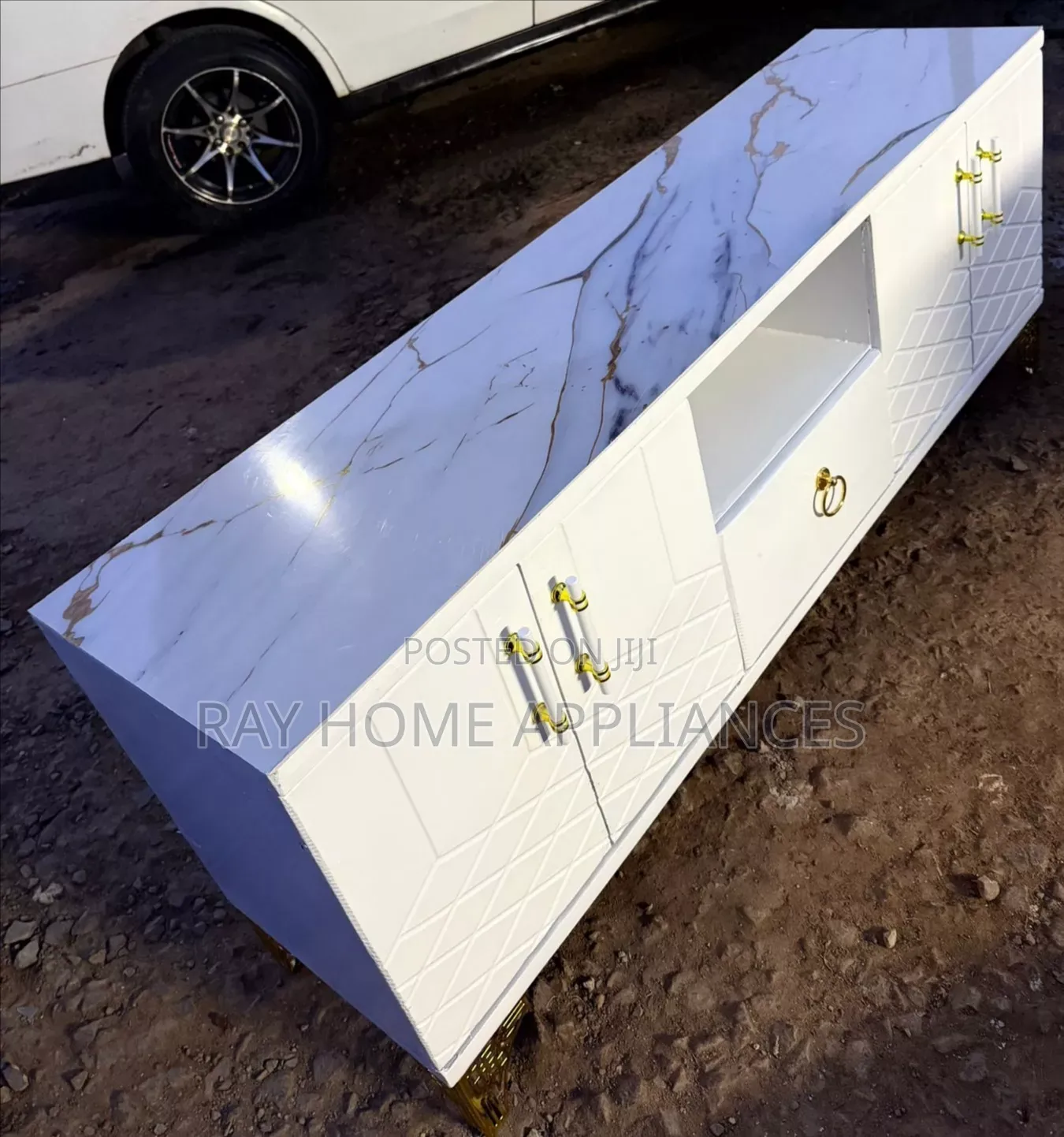 Executive Box TV Stand With Marble Top