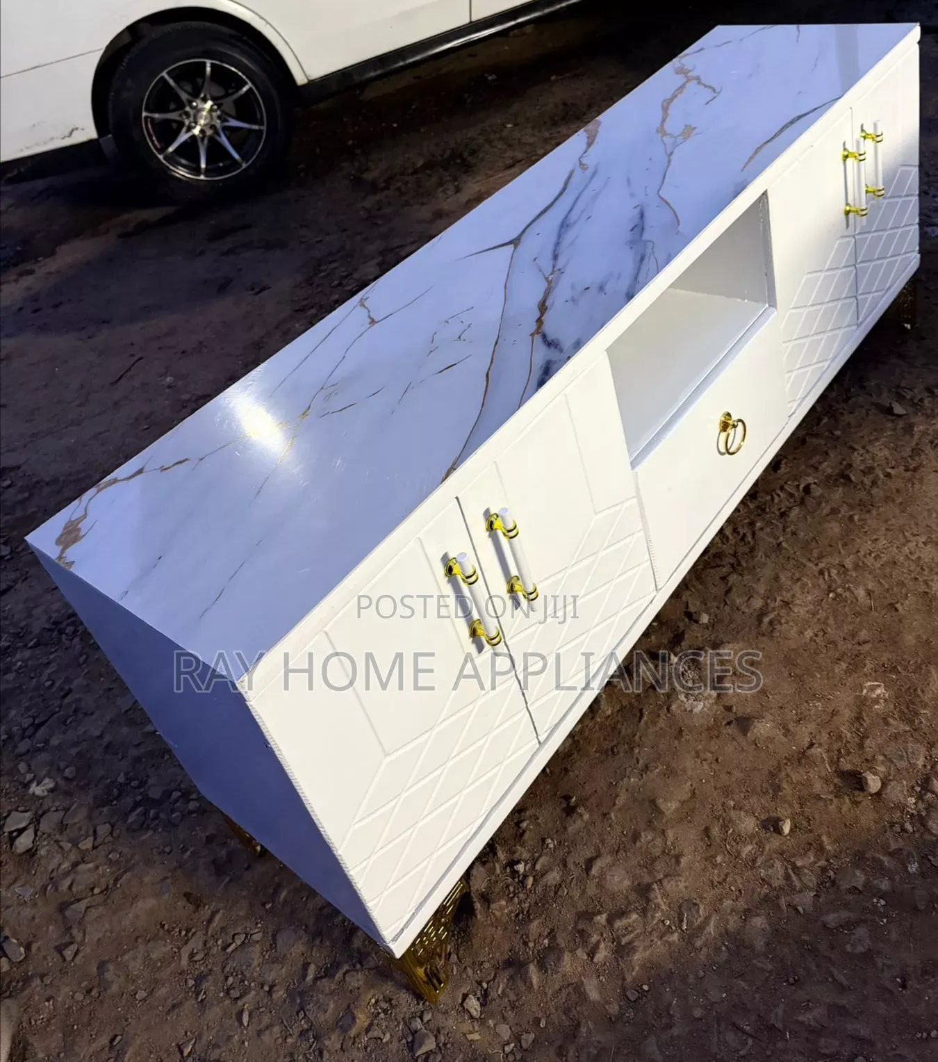 Executive Box TV Stand With Marble Top
