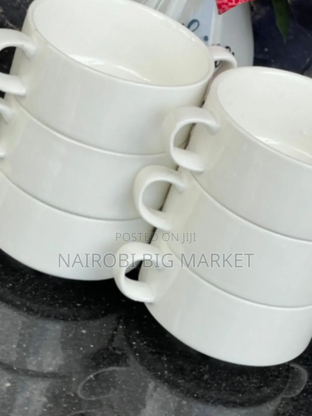White With Handle 6pcs Soup Cups