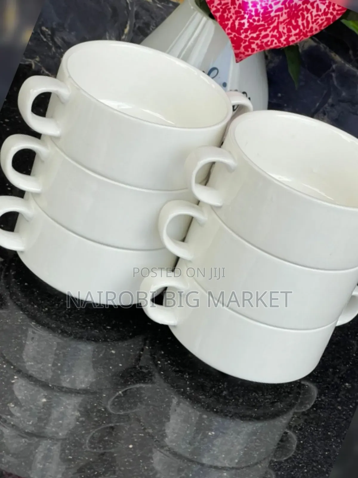 White With Handle 6pcs Soup Cups