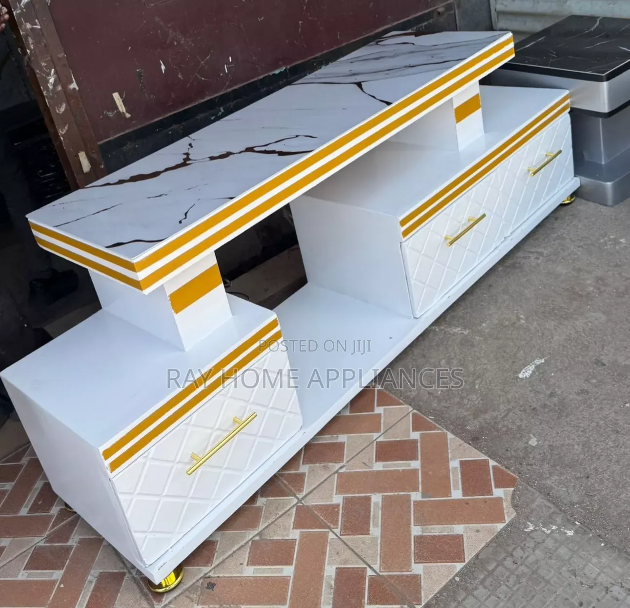 Executive TV Stand With Marble Coating and Light