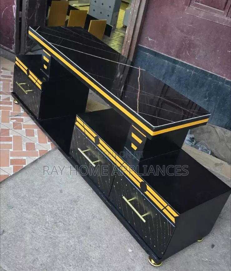 Executive TV Stand With Marble Coating and Light