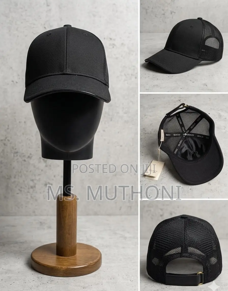 Plain Classic Black Mesh Trucker Cap Featuring Breathable Rear Panels