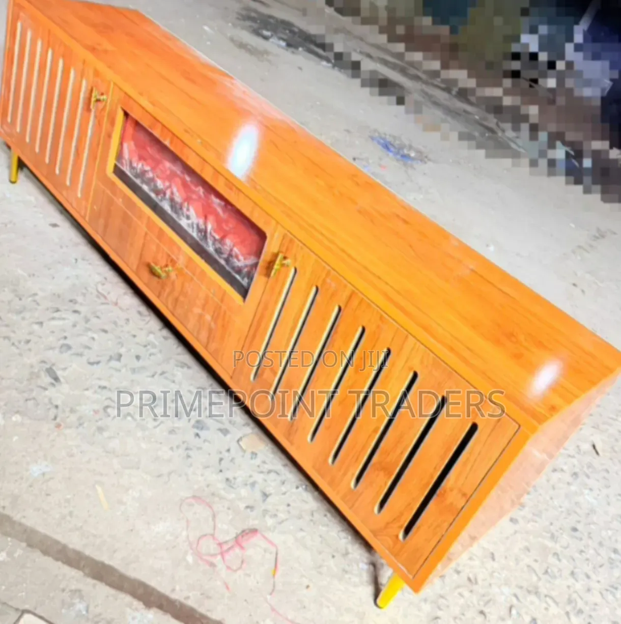 Modern Executive TV Stand With Functional Fireplace