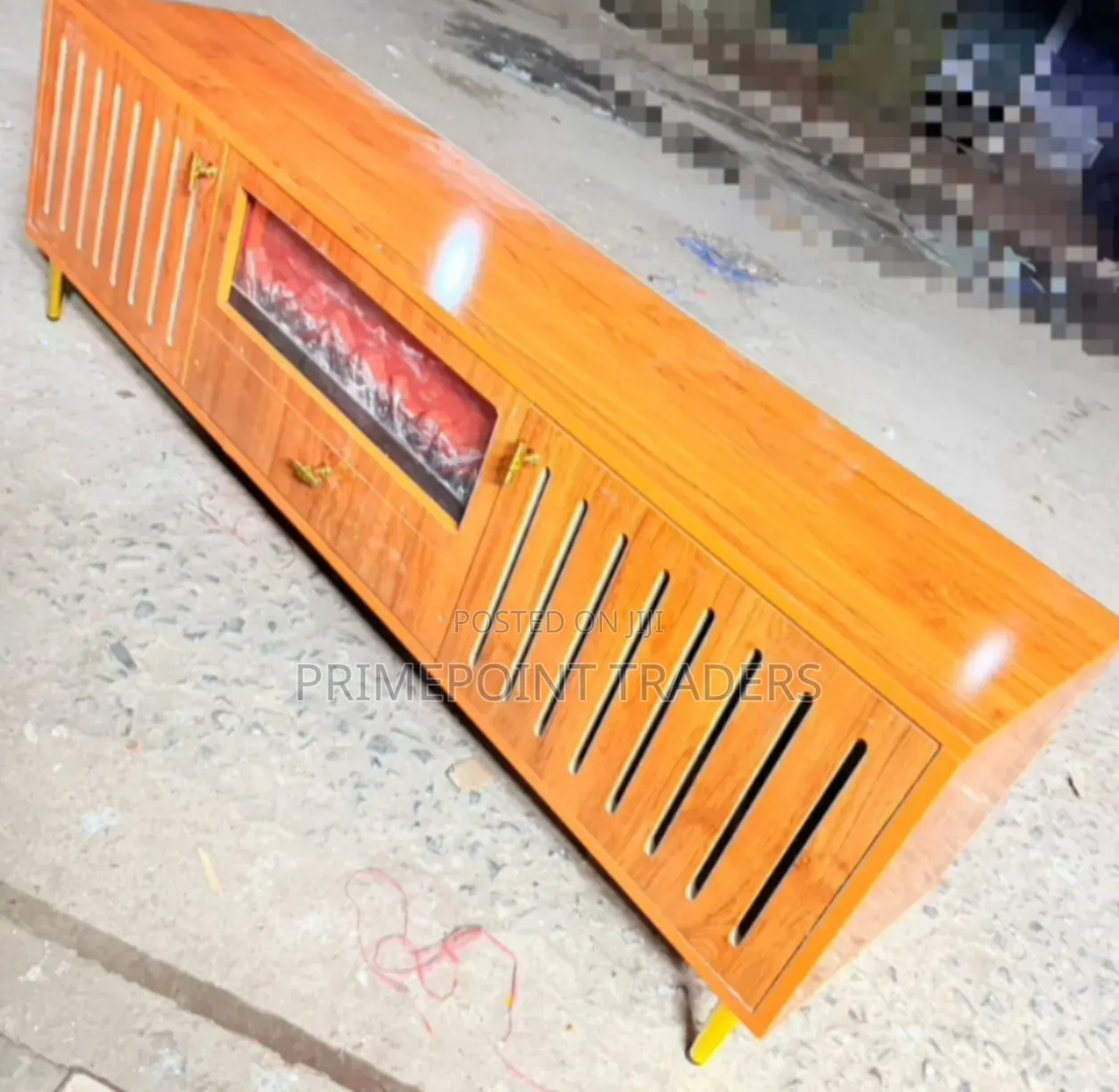 Modern Executive TV Stand With Functional Fireplace