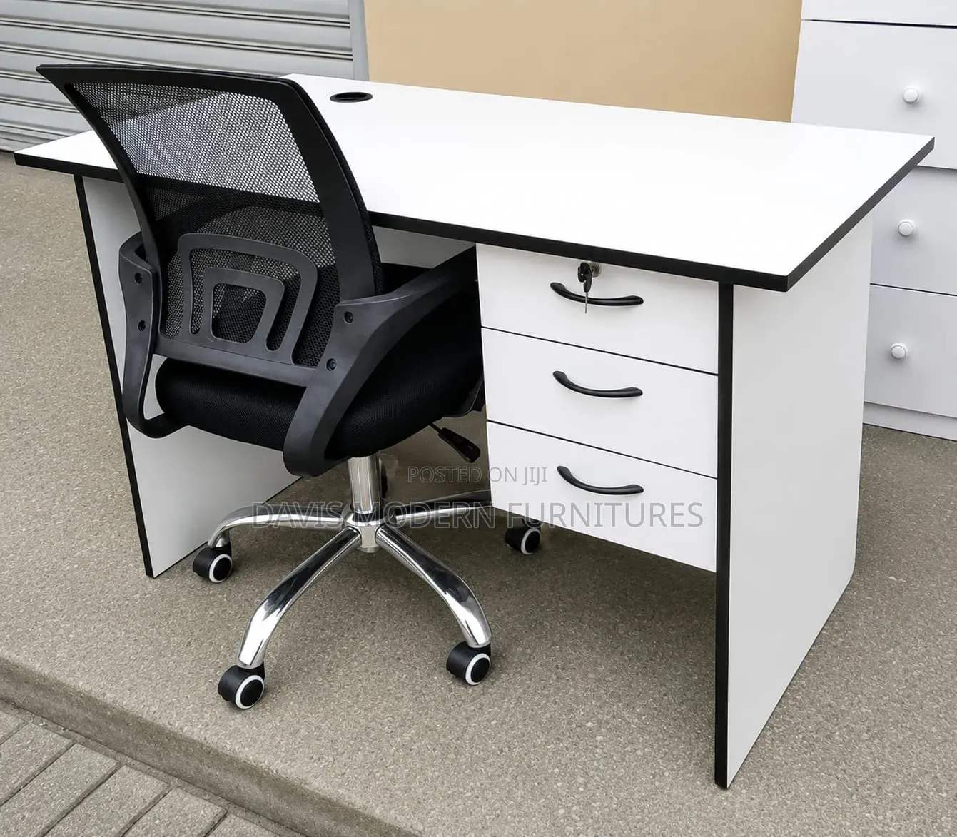 Modern Office Desk With Mesh Swivel Chair