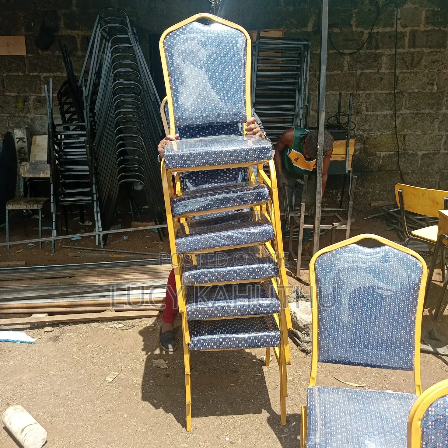Conference Chairs Red and Blue With Power Coating Finish