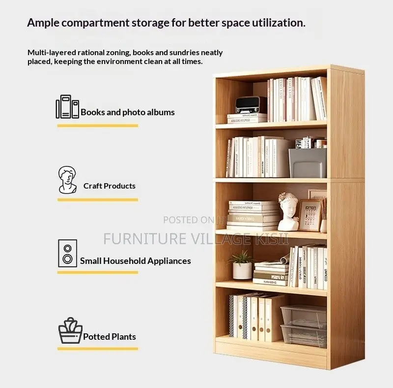Office Furniture; 4-Shelf Open Storage Bookshelf