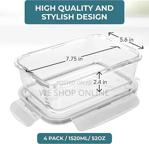 1520ml, 1pc Borosilicate Food Storage Container With Lid