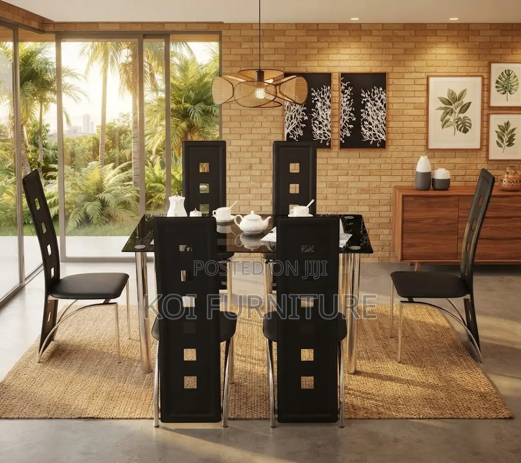 Dining Set; Rectangular Glass Home Meals Dining Set