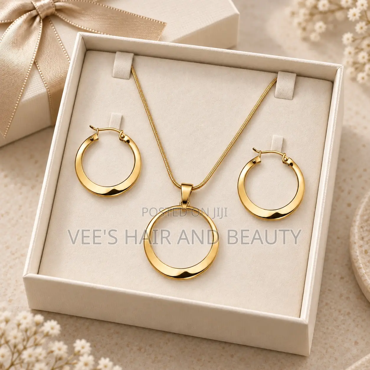 Circle Necklace and Earrings I Classic Everyday Women's Jewelry I Gift
