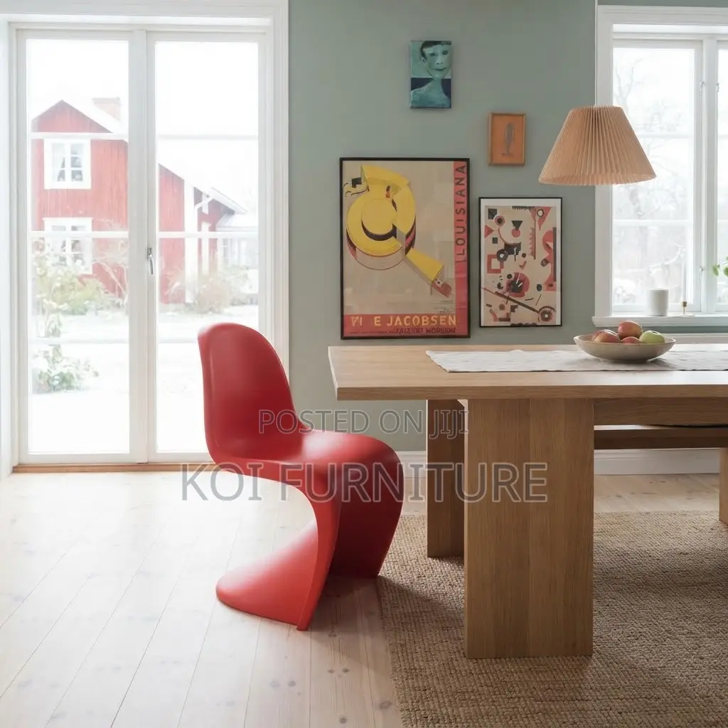 Home Chairs; Armless Red Plastic Ergonomic Pantone Chairs