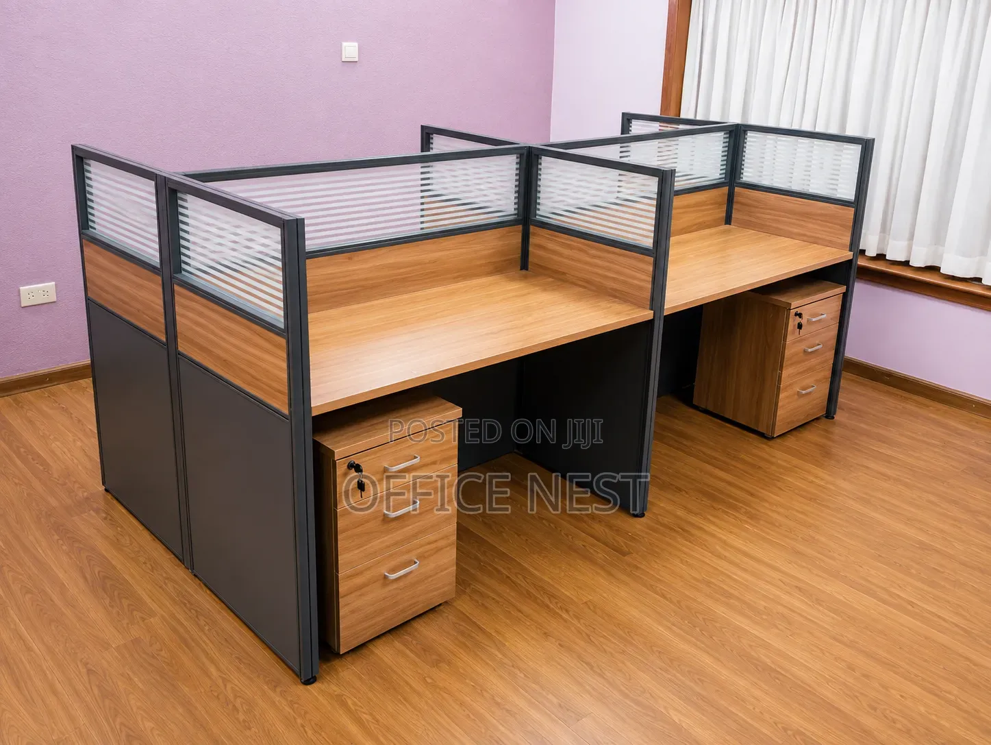 4-Way Office Workstation Desk With Partition