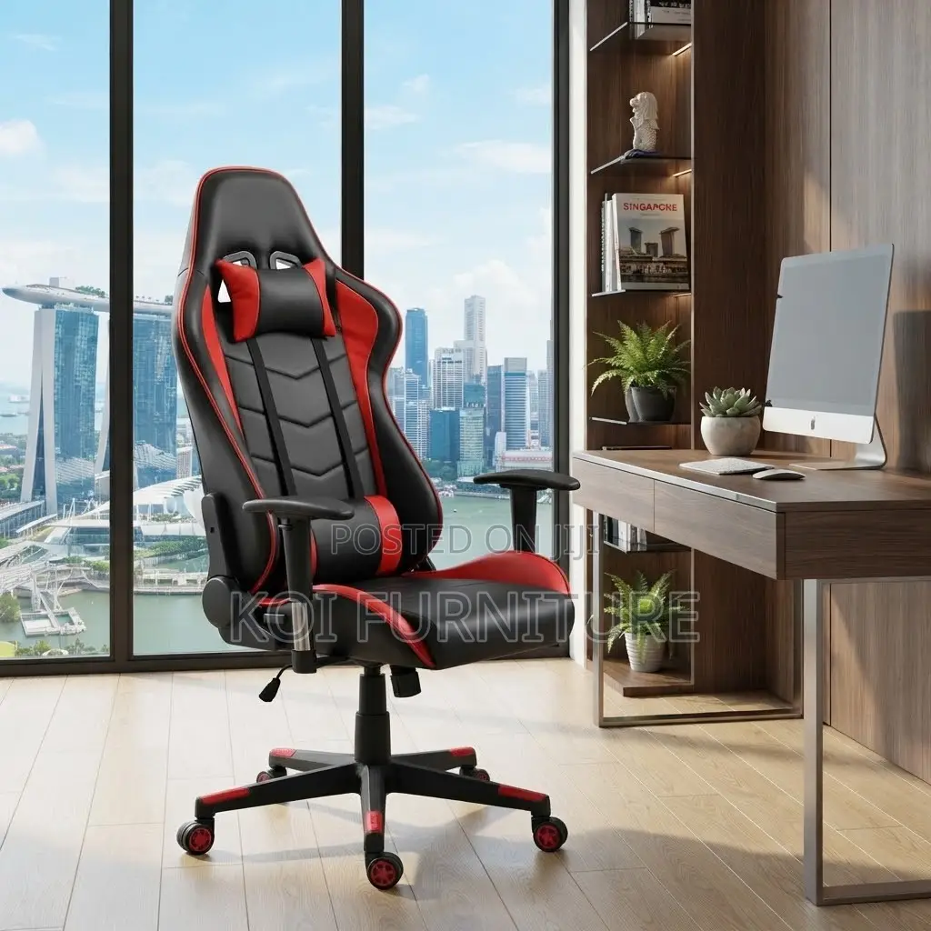 Office Chairs; Red-Black Leather Ergonomic Digital Gaming Seats
