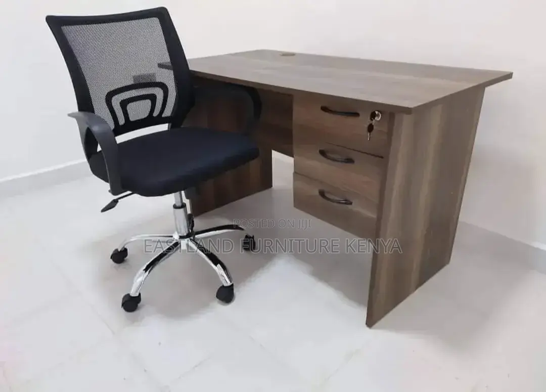 Walnut Brown Executive Office Desk With Chair
