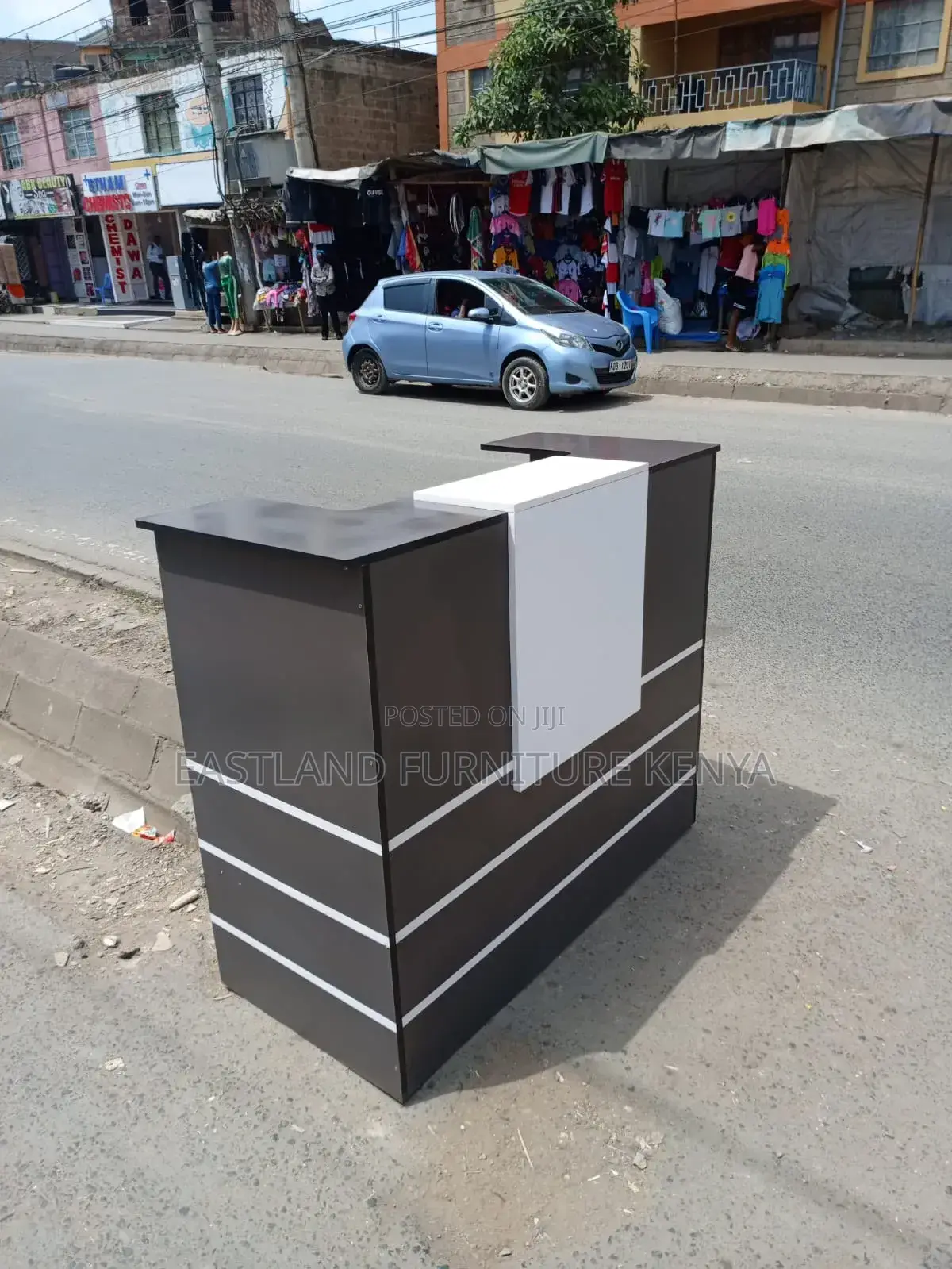 Dark Brown Reception Counter Desk