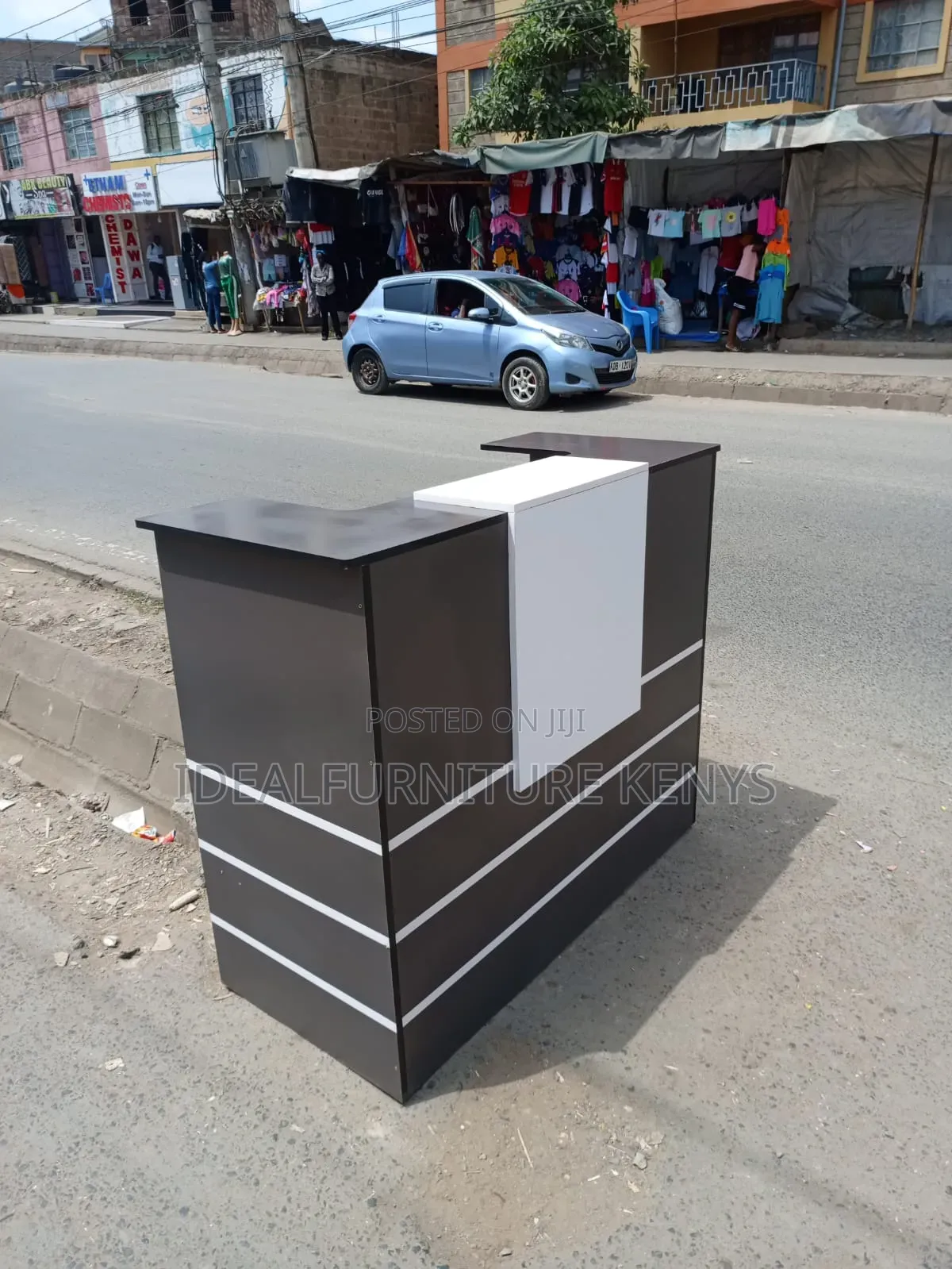 Dark Brown Reception Counter Desk