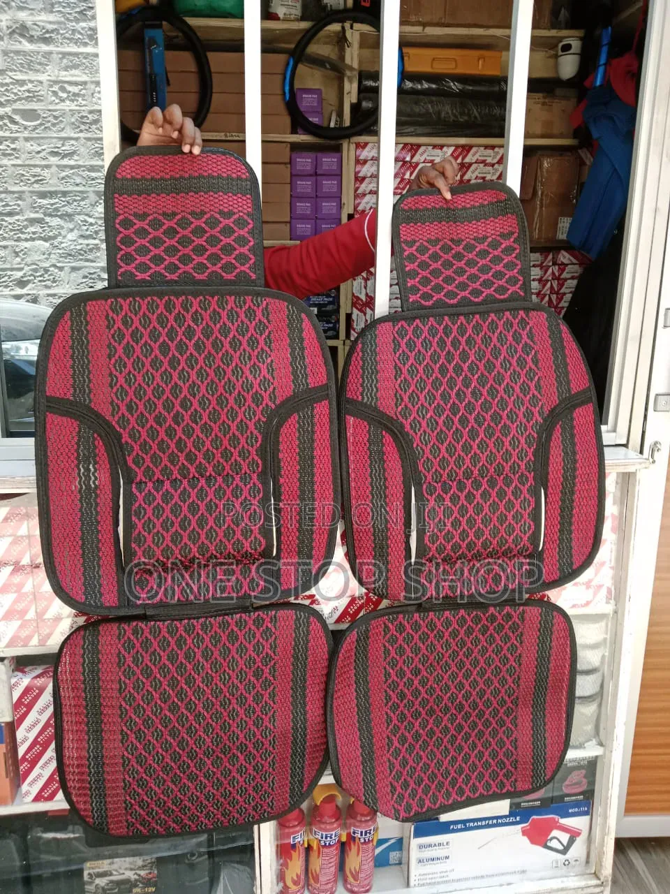 2pc Front Seats Crocheted Seat Cushion With Headrest Attachment