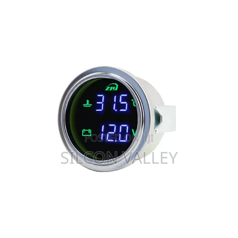 2 in 1 Round Voltage and Temperature Gauge With Blue Display