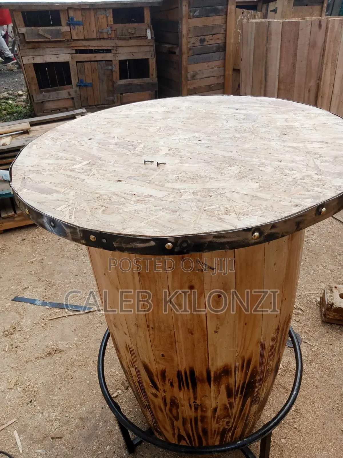 Rustic Wooden Barrel Table