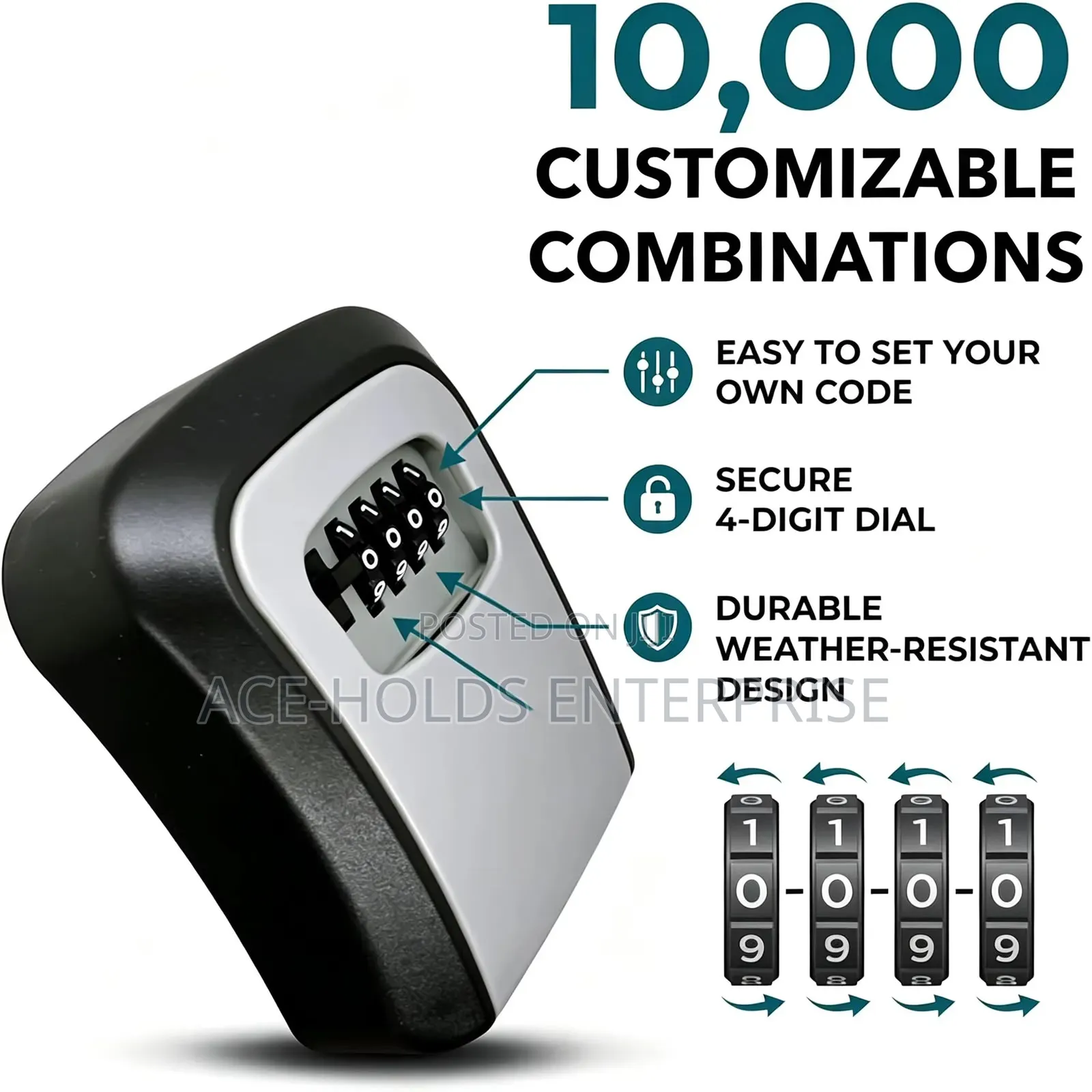 Customizable Combination Key Lock - Weather Resistance and Durable