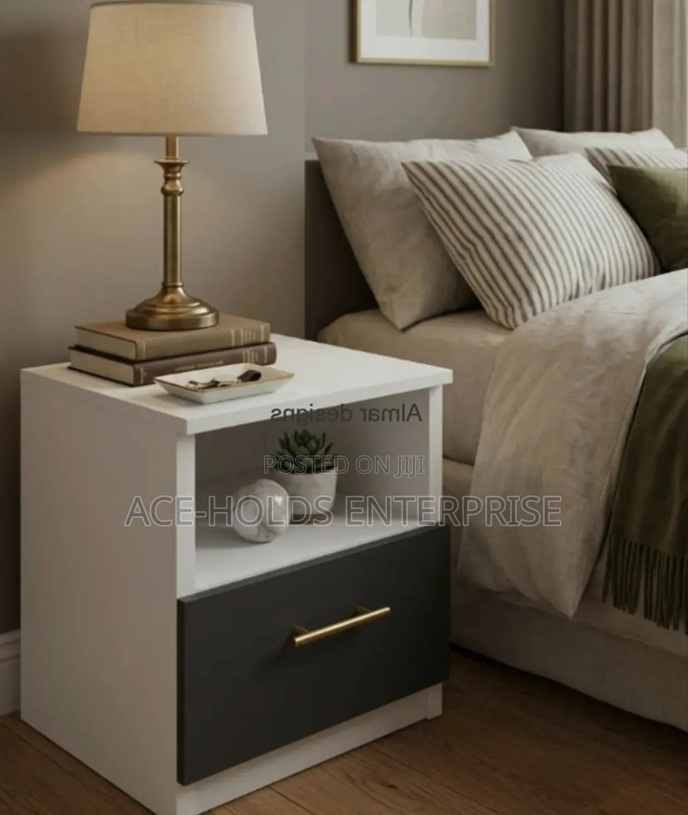 Laminated Particle Board - Sparrow Bedside Drawers (Black-White)