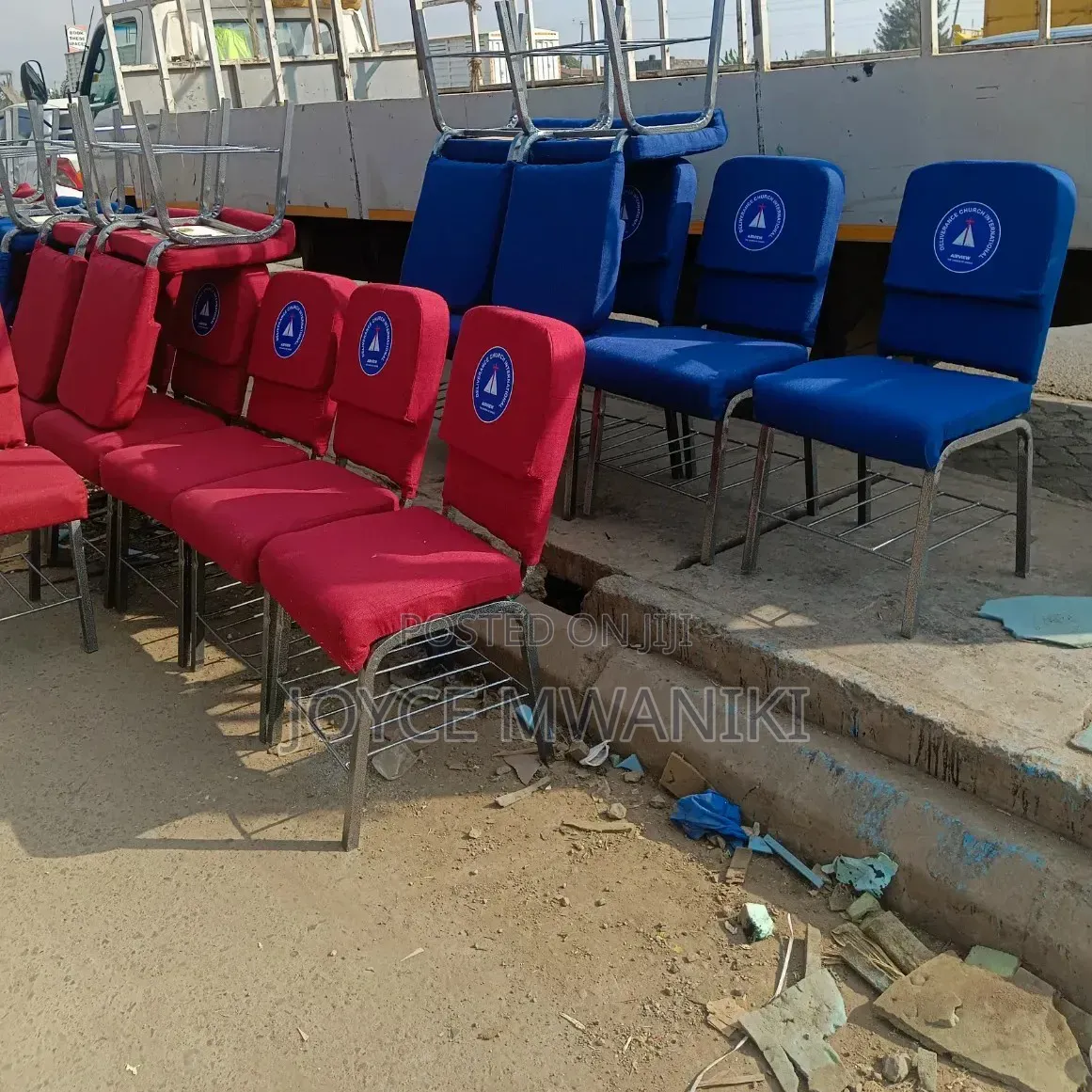 Church Chairs With Powder Coated Frame and Book Rack 