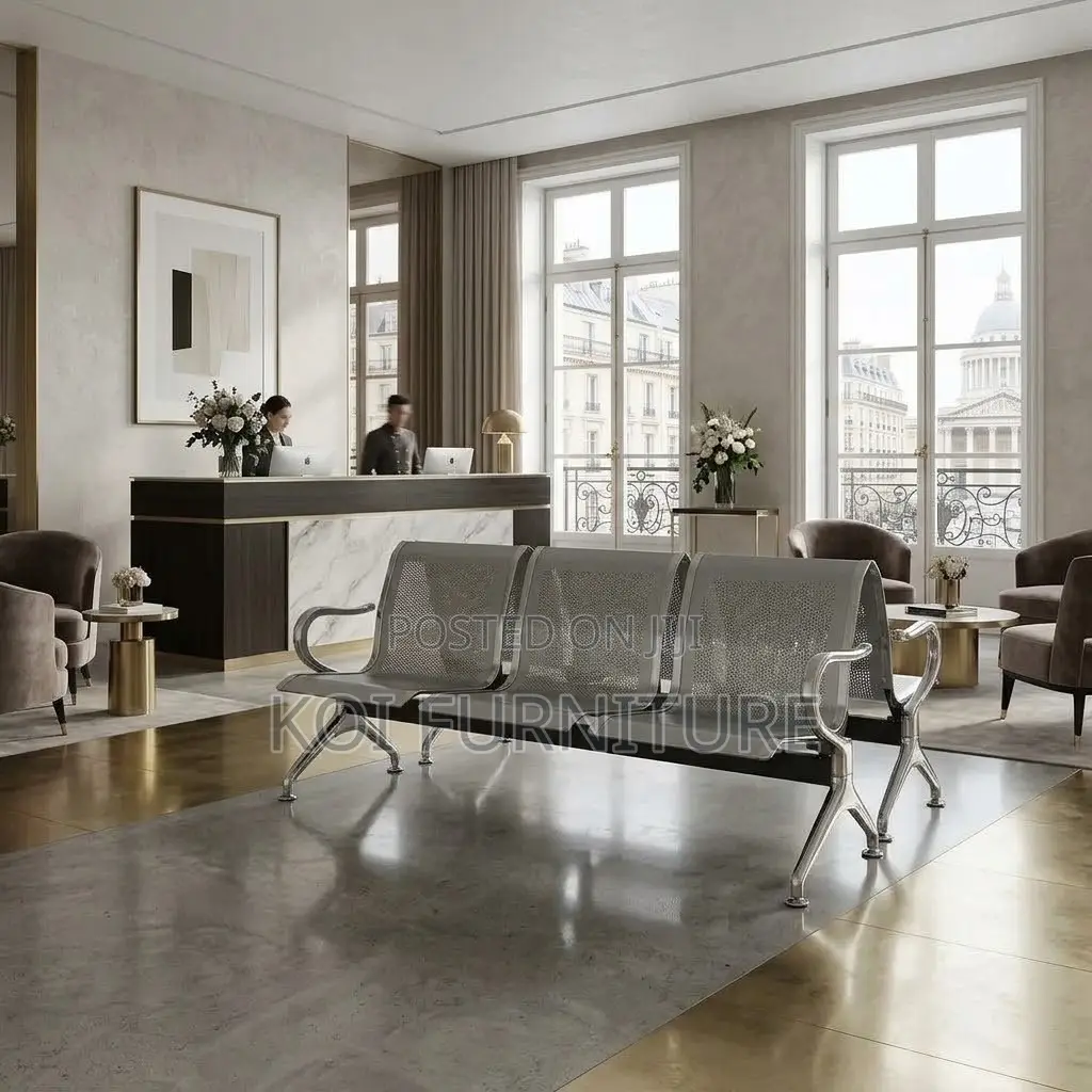Office Bench; Two Seaters Stainless Steel Modern Reception Bench
