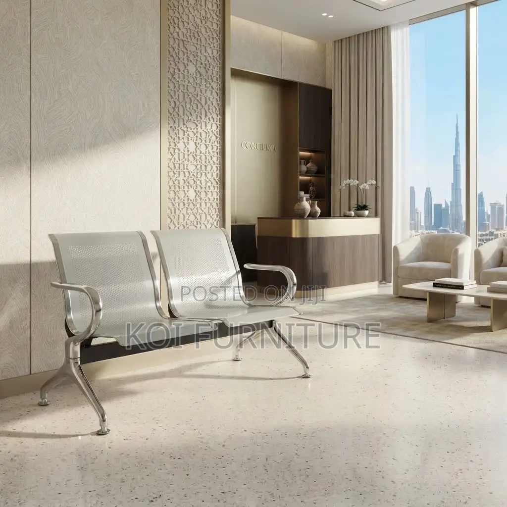 Office Bench; Two Seaters Stainless Steel Modern Reception Bench