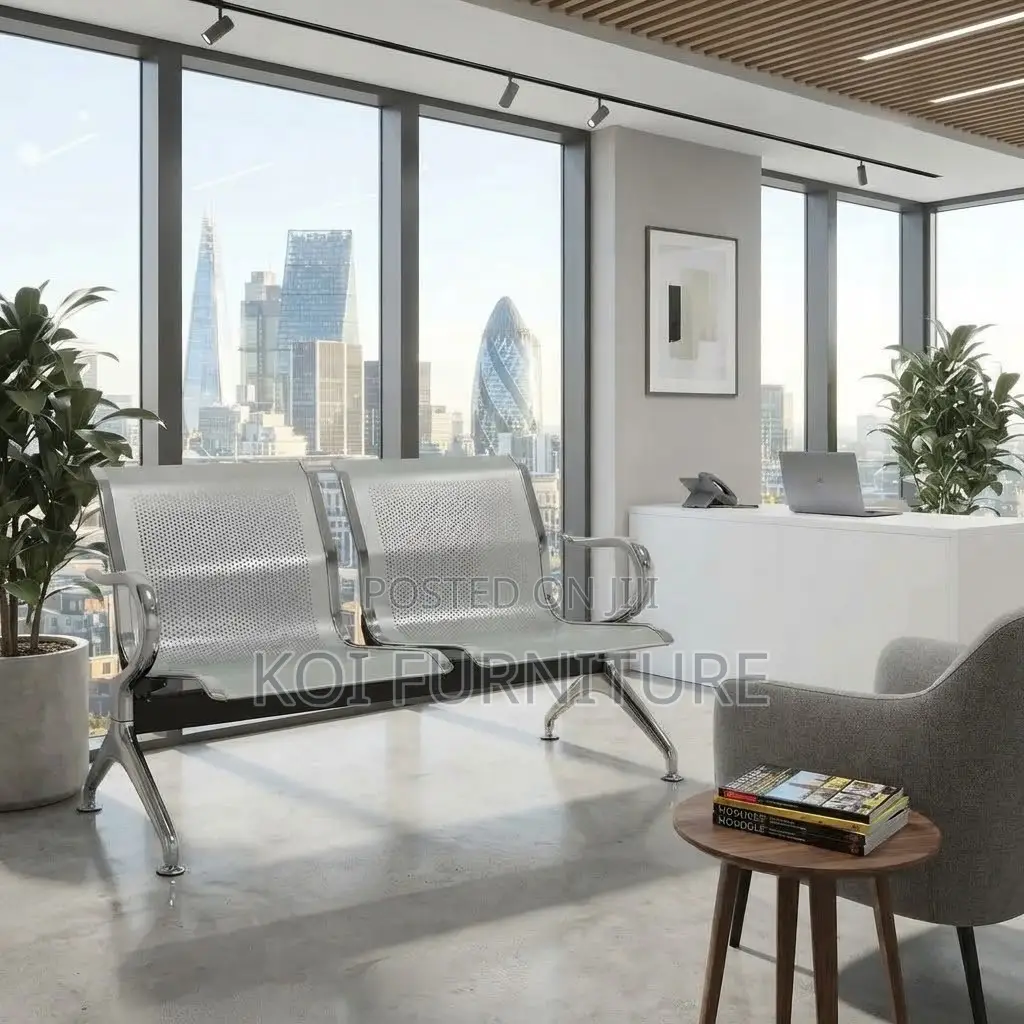 Office Bench; Two Seaters Stainless Steel Modern Reception Bench