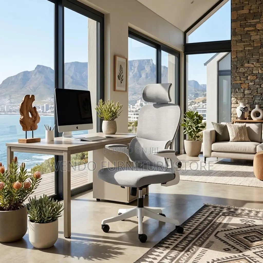 Office Chairs; White Mesh Fabricated Orthopedic Chairs