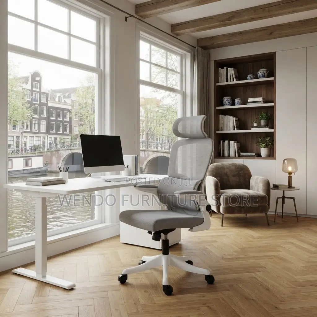 Office Chairs; White Mesh Fabricated Orthopedic Chairs