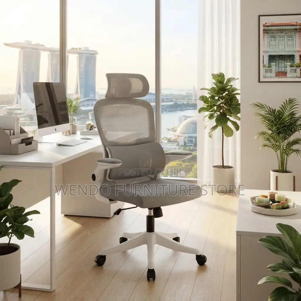 Office Chairs; White Mesh Fabricated Orthopedic Chairs