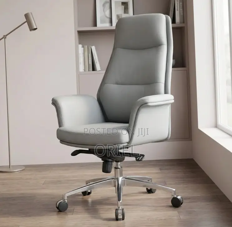 Executive Gray Office Leather Chair : Modern Office Leather Chair