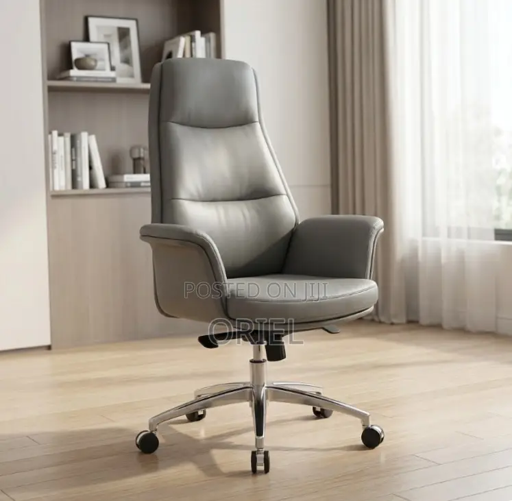 Executive Gray Office Leather Chair : Modern Office Leather Chair