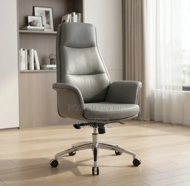 Executive Gray Office Leather Chair : Modern Office Leather Chair