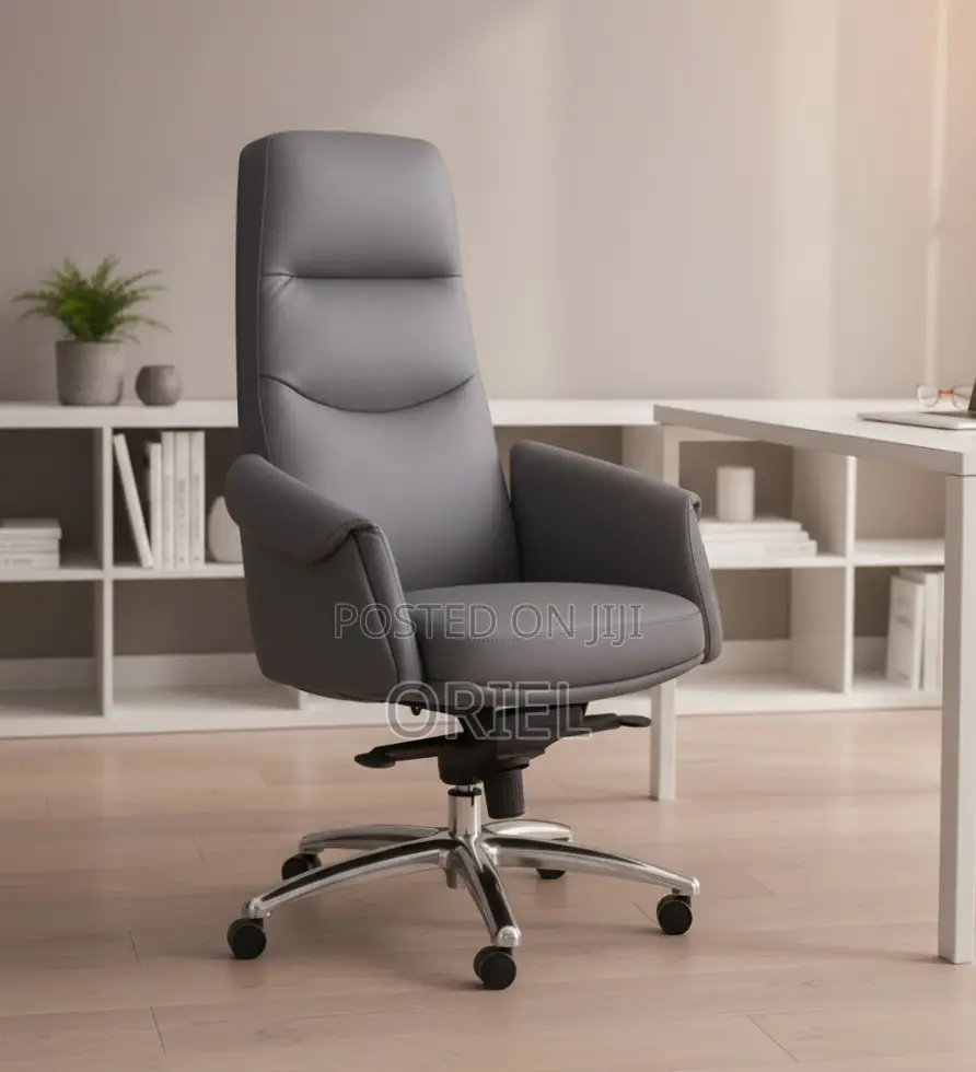 Executive Gray Office Leather Chair : Modern Office Leather Chair