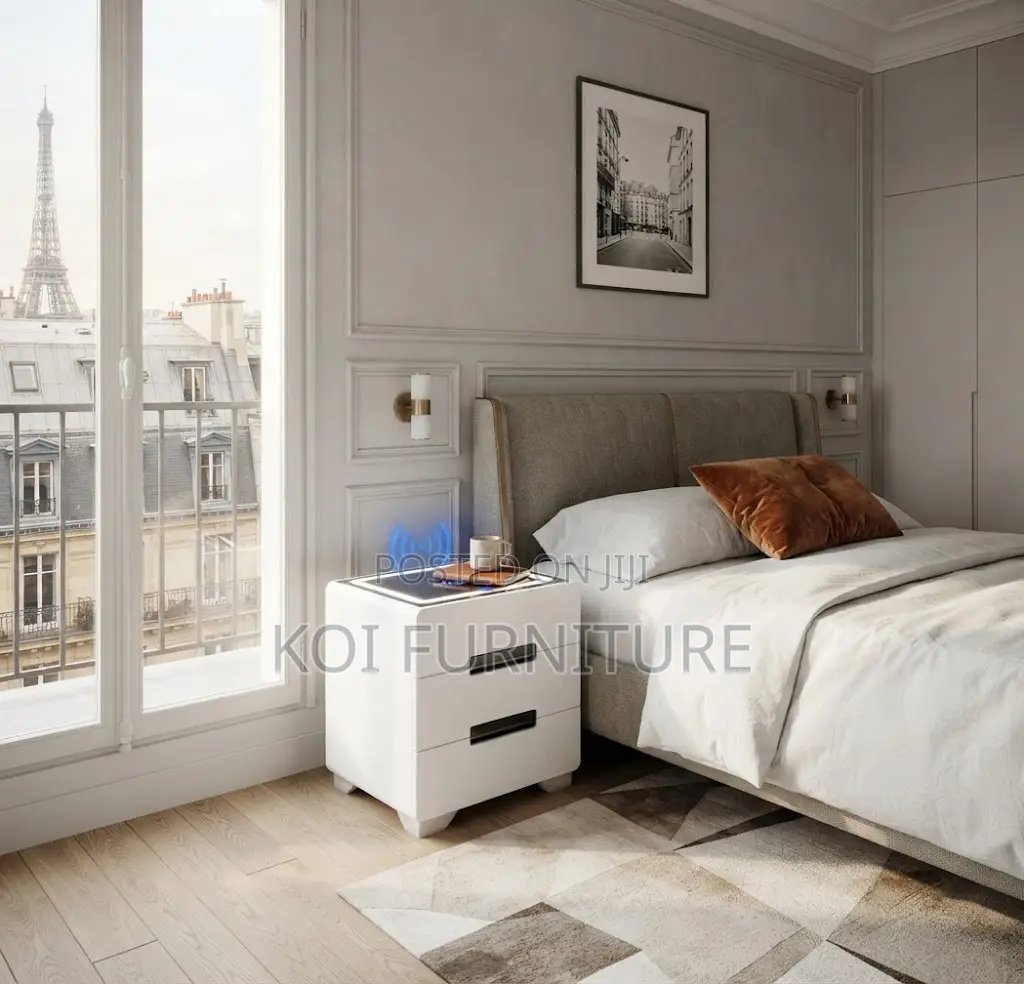 Storage Unit; Three Drawered White Modern Bedside Cabinet