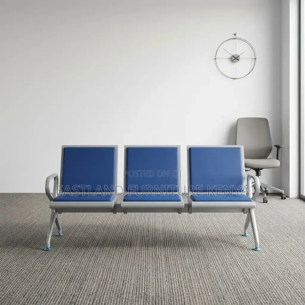 Blue 3-Seater Waiting Bench