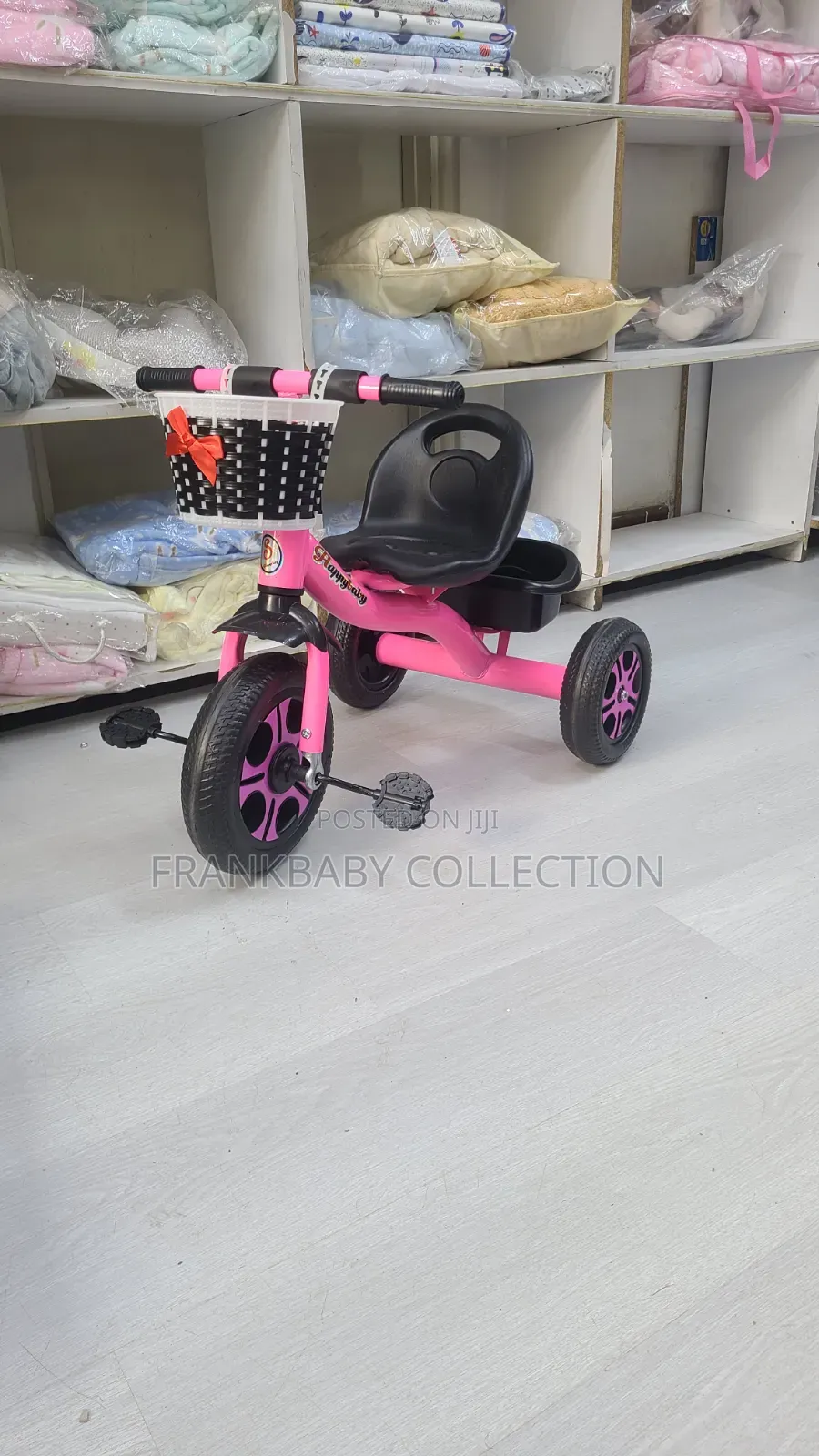 Girls Pink Tricycle With Basket