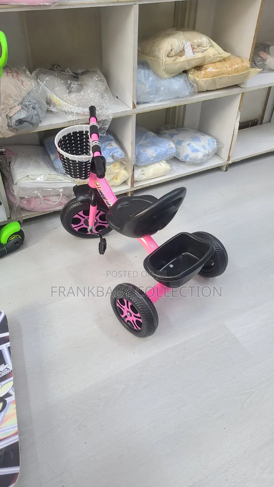 Girls Pink Tricycle With Basket