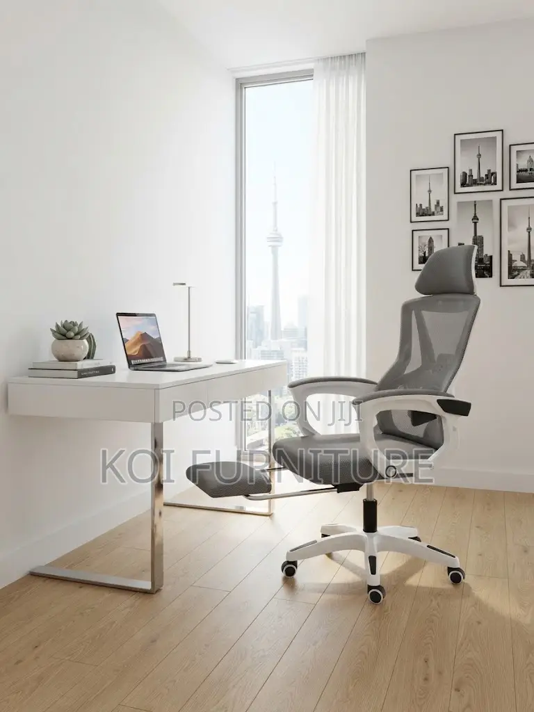 Office Chairs; Fabric Modern Office Seat With Foldable Footrest