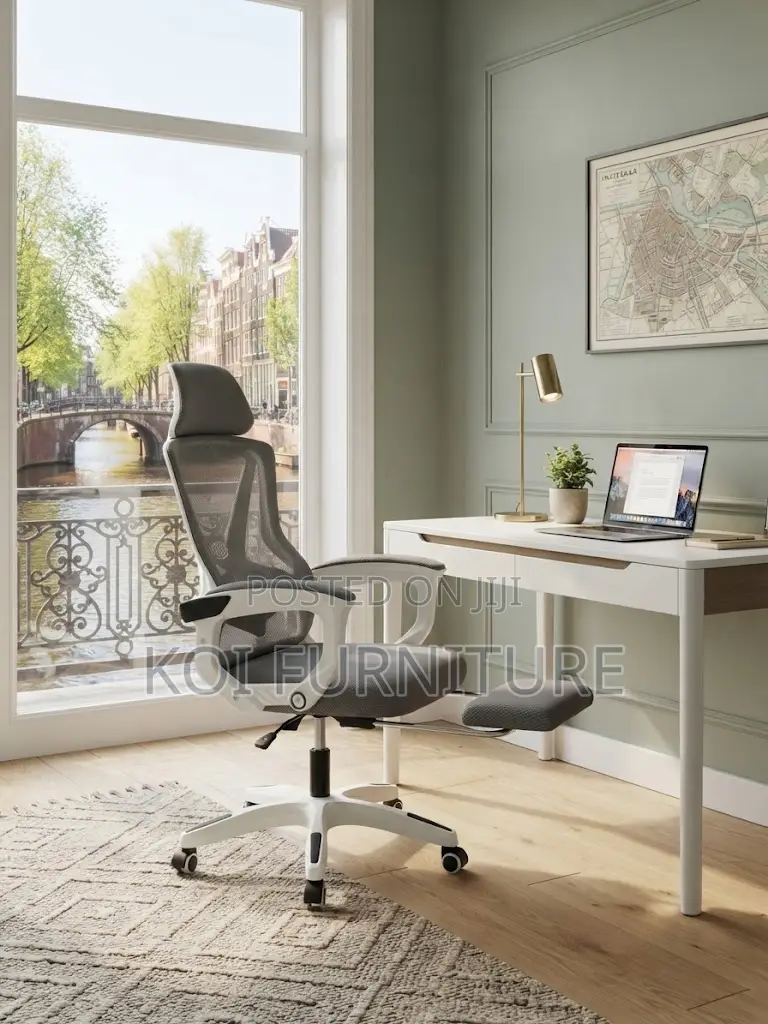 Office Chairs; Fabric Modern Office Seat With Foldable Footrest