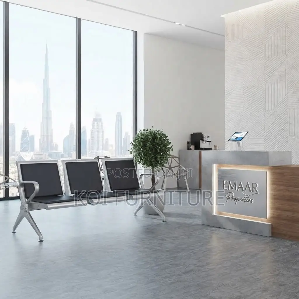 Office Benches; Modern Three Seaters Leather Reception Bench