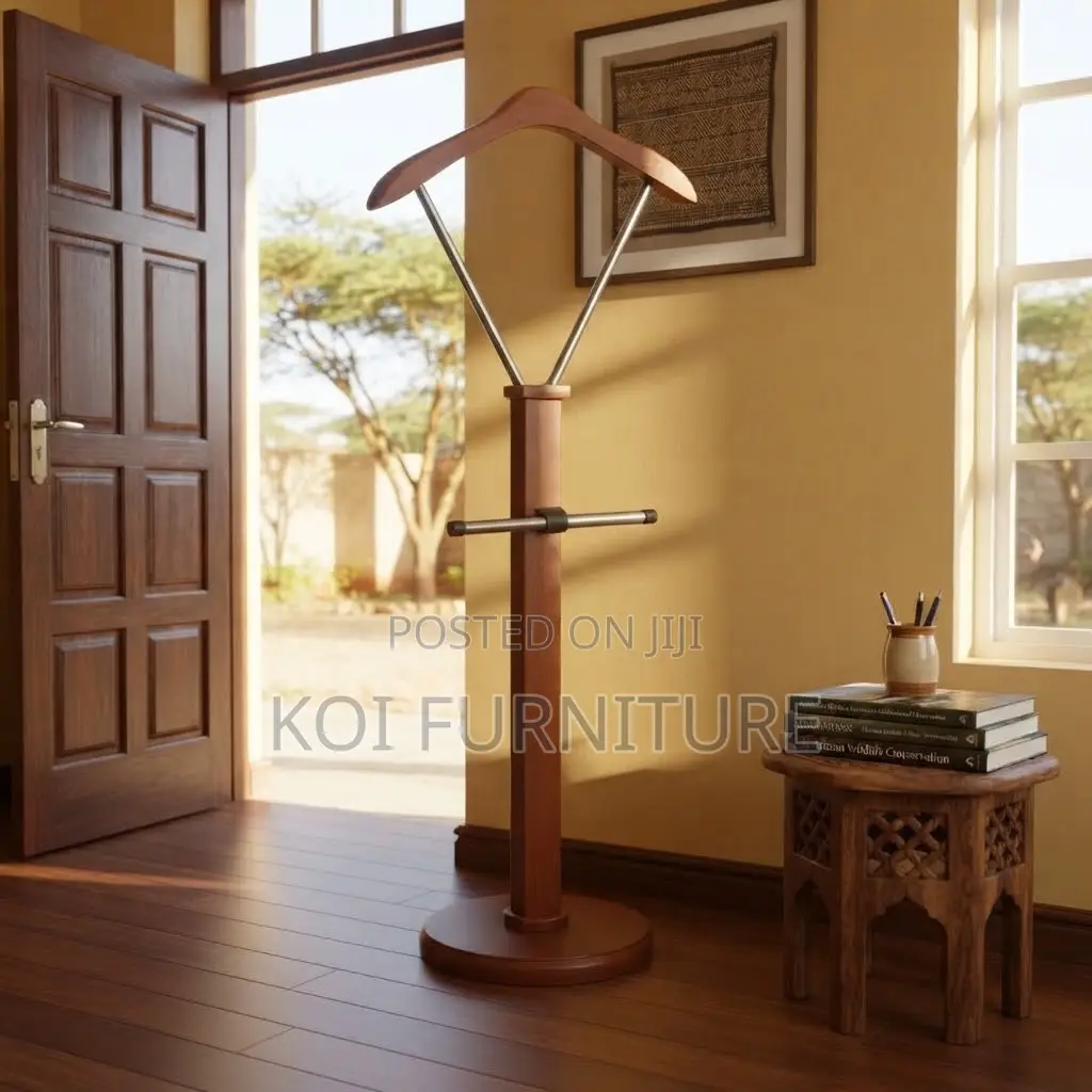 Dressers; Executive Long Mahogany Finished Coat Hangers