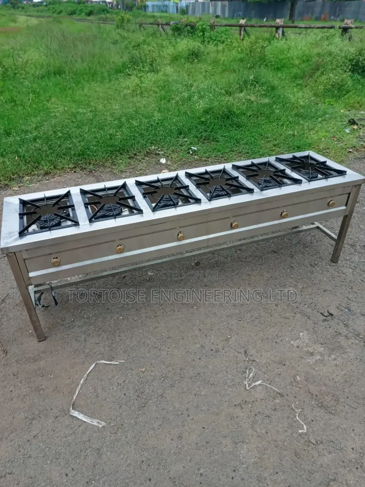Stainless Steel 5 Burner Gas Cooker Measuring 1900mm by 550mm