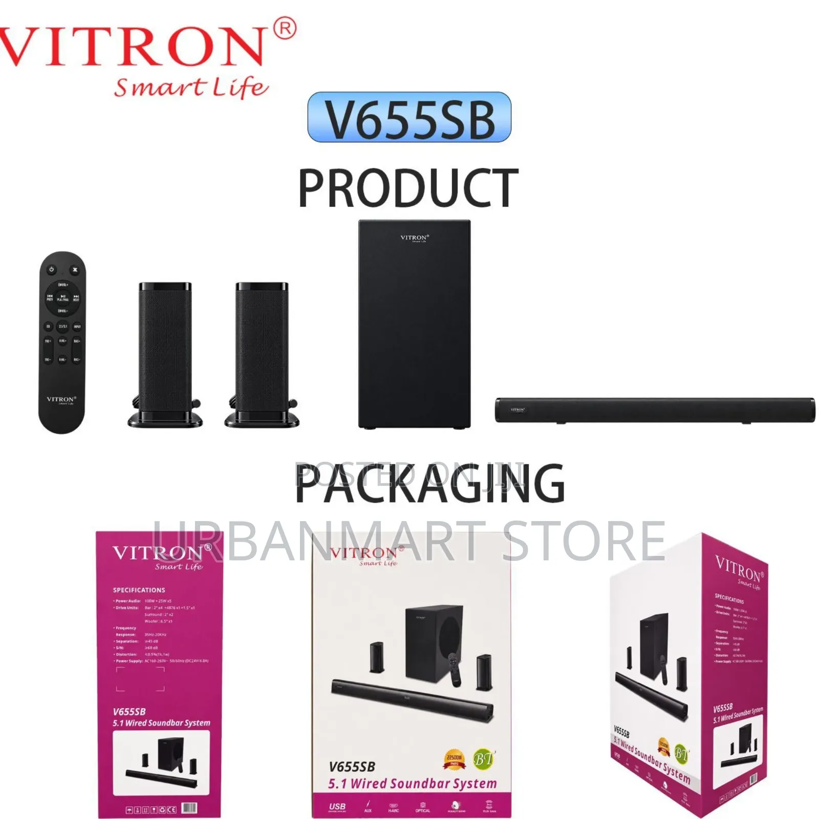 Vitron V655SB Wired 5.1 Soundbar With Subwoofer