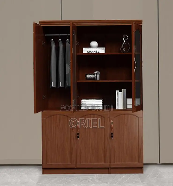 3 Doors Mahogany Storage Cabinet : Wooden Storage Cabinet