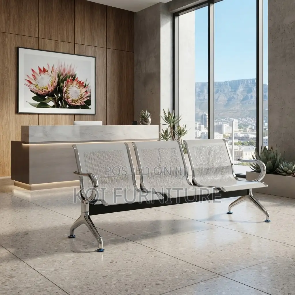 Office Bench; Three Seaters Non Upholstered Metal Bench